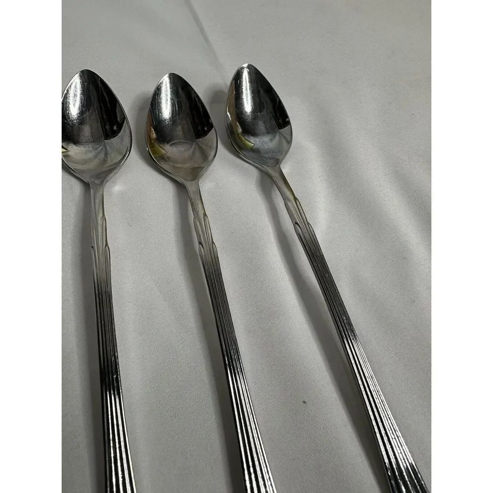 RETRONEU Barrington Set of 7 Ice Tea Spoons Long Handles Tall Skinny Stir‎ SS